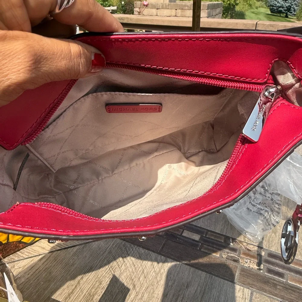 NWT! Michael Kors Jet Set Small Studded Patchwork and Signature Logo Crossbody - Picture 6 of 7